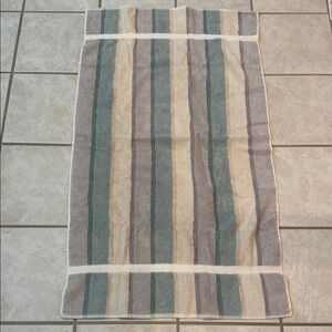 Centennial Vintage Striped Bath Towel - Cream, Tan, Light Brown and Greens USA